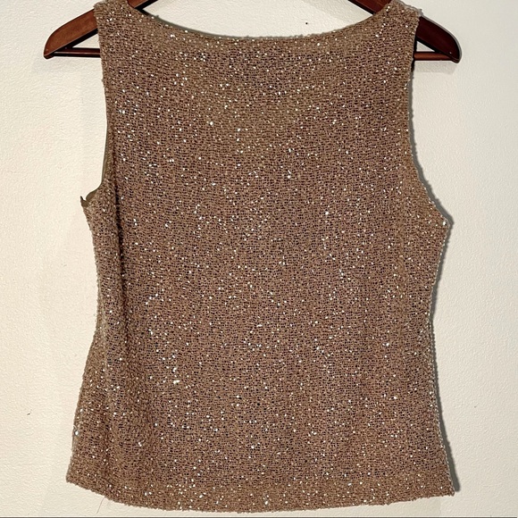 Papell Boutique Evening Vintage Beaded Taupe Top - Picture 5 of 10